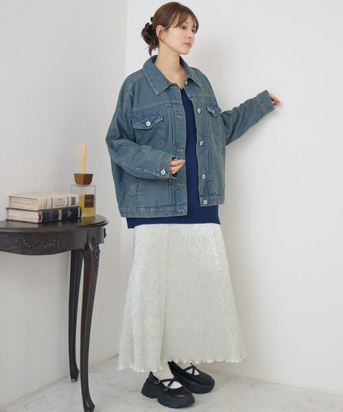 RETRO GIRL（レトロガール）の「BIGデニムJK（デニムジャケット・レディース・ブラック/ブルー系その他/ダークブルー・FREE）」の13枚目の写真