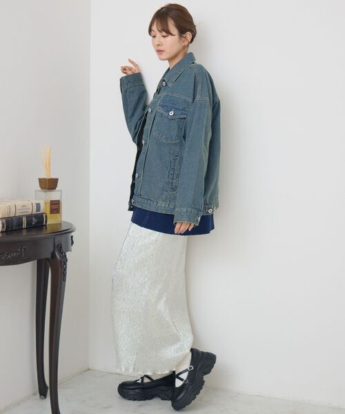 RETRO GIRL（レトロガール）の「BIGデニムJK（デニムジャケット・レディース・ブラック/ブルー系その他/ダークブルー・FREE）」の14枚目の写真