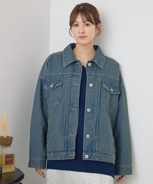 RETRO GIRL（レトロガール）の「BIGデニムJK（デニムジャケット・レディース・ブラック/ブルー系その他/ダークブルー・FREE）」の16枚目の写真