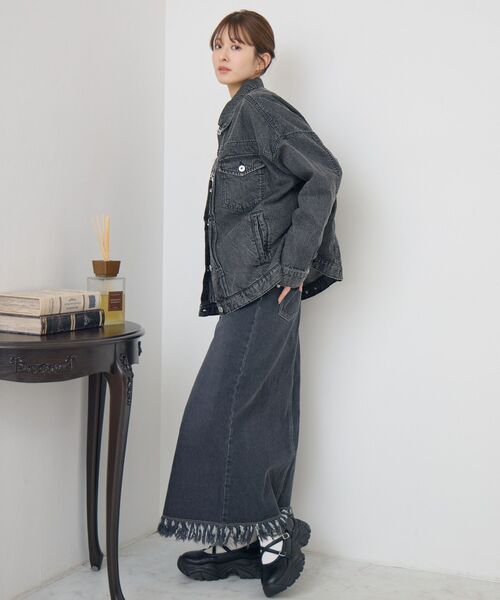 RETRO GIRL（レトロガール）の「BIGデニムJK（デニムジャケット・レディース・ブラック/ブルー系その他/ダークブルー・FREE）」の22枚目の写真