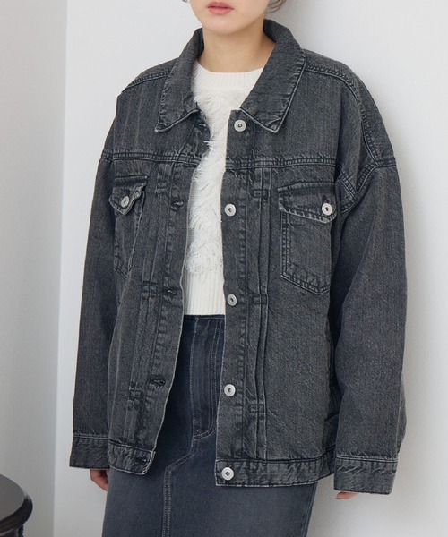 RETRO GIRL（レトロガール）の「BIGデニムJK（デニムジャケット・レディース・ブラック/ブルー系その他/ダークブルー・FREE）」の2枚目の写真