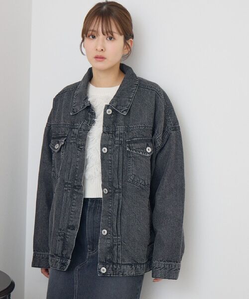 RETRO GIRL（レトロガール）の「BIGデニムJK（デニムジャケット・レディース・ブラック/ブルー系その他/ダークブルー・FREE）」の6枚目の写真