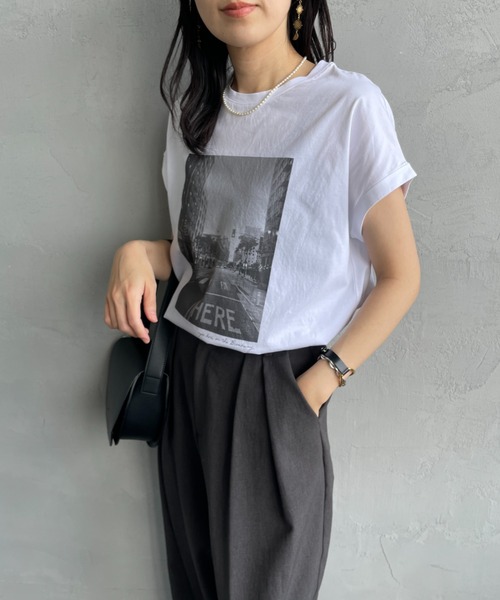 MICA&DEAL（マイカ＆ディール）の「[MICA&DEAL/マイカアンドディール] CITY PHOTO プリントTシャツ（Tシャツ/カットソー・レディース・ホワイト/ベージュ・F）」の15枚目の写真