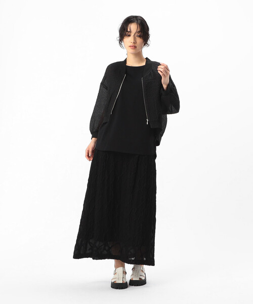 Gabardine K.T（ギャバジンケーティー）の「ダイヤ柄ジャカード セミフレアスカート（スカート・レディース・ホワイト/ブラック・9号/7号）」の6枚目の写真