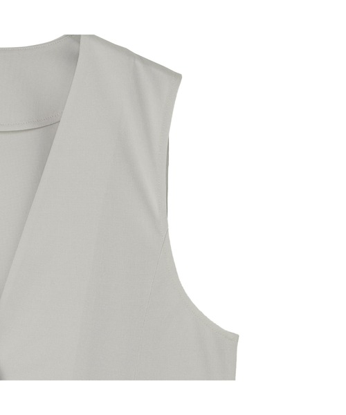 TOKYO SHIRTS(トウキョウシャツ)の「レディースリネンライク ジャージージレ(ニット/セーター・レディース・ネイビー/グレイッシュベージュ・M/L)」の5枚目の写真