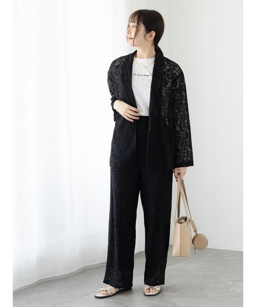 Te chichi TERRASSE(テチチテラス)の「【セットアップ可】レーステーラードジャケット《2025summer catalog item》(ノーカラージャケット・レディース・ブラック/オフホワイト・F)」の5枚目の写真