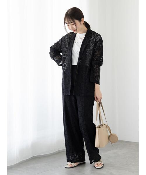 Te chichi TERRASSE(テチチテラス)の「【セットアップ可】レーステーラードジャケット《2025summer catalog item》(ノーカラージャケット・レディース・ブラック/オフホワイト・F)」の6枚目の写真