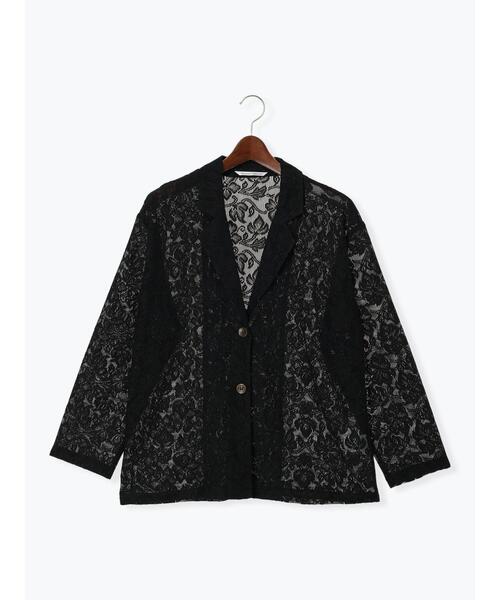Te chichi TERRASSE(テチチテラス)の「【セットアップ可】レーステーラードジャケット《2025summer catalog item》(ノーカラージャケット・レディース・ブラック/オフホワイト・F)」の9枚目の写真