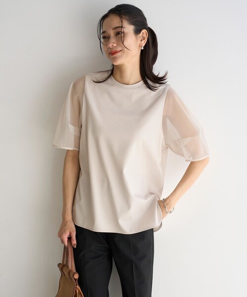 UNFILO(アンフィーロ)の「BEAUTY FORM-T シアースリーブT(Tシャツ/カットソー・レディース・ネイビー系/ベージュ系/ブラック系/グレー系・X-LARGE)」の4枚目の写真