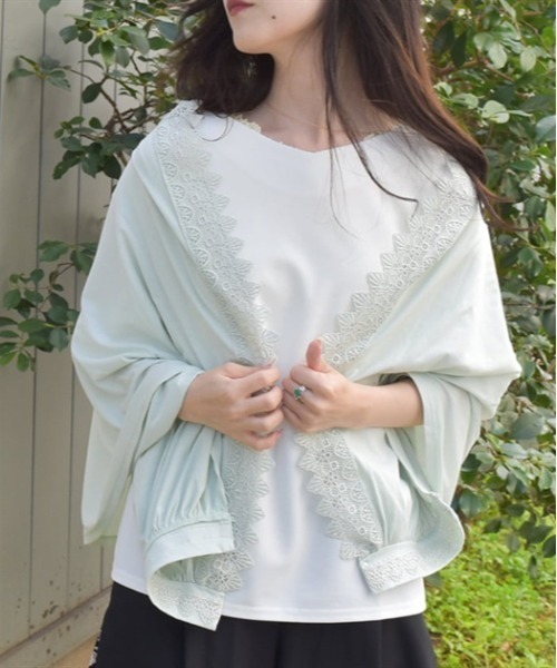 axes femme（アクシーズファム）の「バラ釦付ＵＶ２ＷＡＹストール（ストール/ショール・レディース・ブラック/ミント/キナリ・FREE）」の3枚目の写真