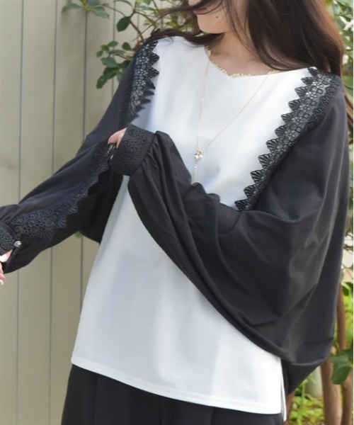 axes femme（アクシーズファム）の「バラ釦付ＵＶ２ＷＡＹストール（ストール/ショール・レディース・ブラック/ミント/キナリ・FREE）」の2枚目の写真