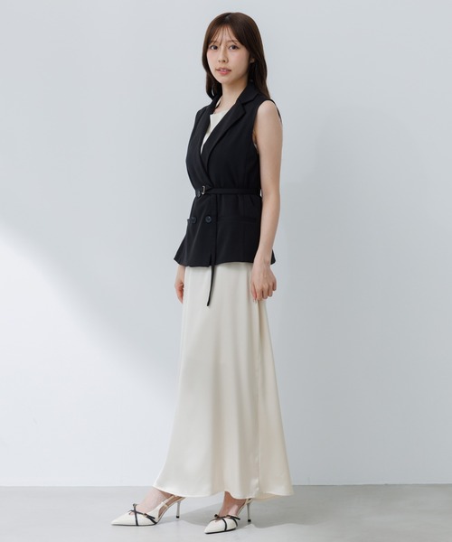 SENEE(セニー)の「double jacket gilet(ダブルジャケットジレ)(ベスト・レディース・ブラック/ベージュ・FREE)」の9枚目の写真
