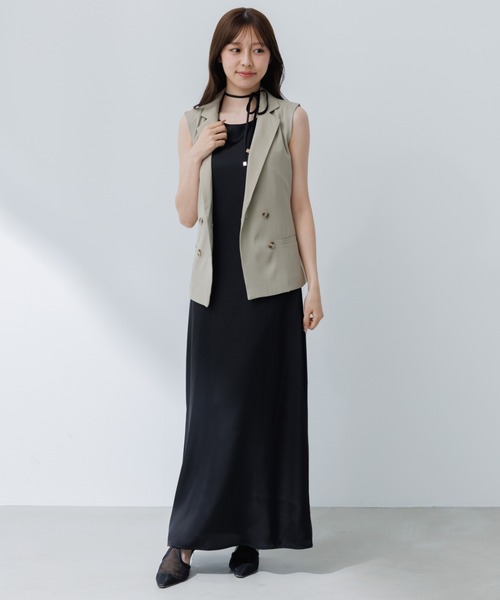 SENEE(セニー)の「double jacket gilet(ダブルジャケットジレ)(ベスト・レディース・ブラック/ベージュ・FREE)」の22枚目の写真