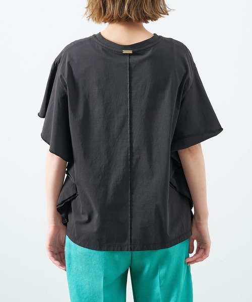 セール】'VEGANATHLETIC'ロゴフリルスリーブT-shirt（Tシャツ