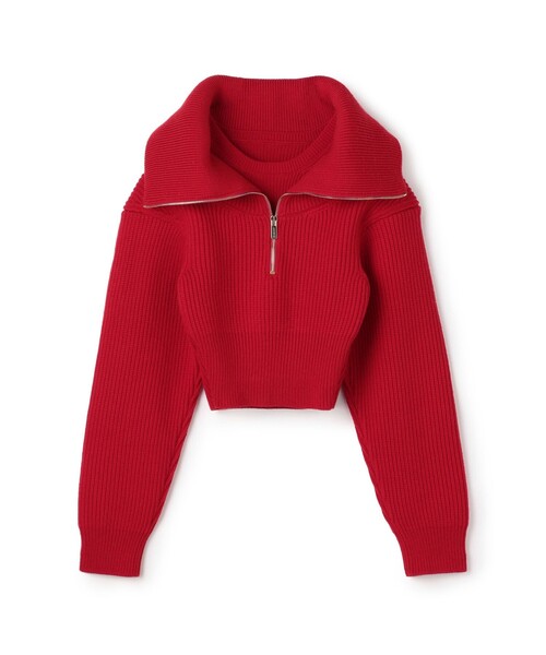 JACQUEMUS(ジャックムス)の「JACQUEMUS LA MAILLE RISOUL ハーフジップニット(ニット/セーター・レディース・レッド/ホワイト・34)」の1枚目の写真