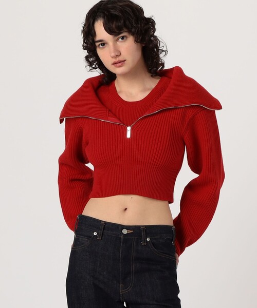 JACQUEMUS(ジャックムス)の「JACQUEMUS LA MAILLE RISOUL ハーフジップニット(ニット/セーター・レディース・レッド/ホワイト・34)」の3枚目の写真