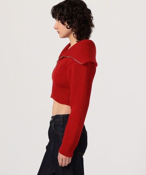 JACQUEMUS(ジャックムス)の「JACQUEMUS LA MAILLE RISOUL ハーフジップニット(ニット/セーター・レディース・レッド/ホワイト・34)」の4枚目の写真