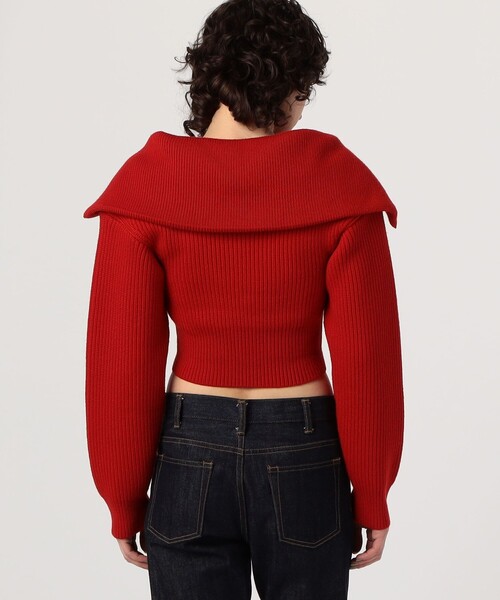 JACQUEMUS(ジャックムス)の「JACQUEMUS LA MAILLE RISOUL ハーフジップニット(ニット/セーター・レディース・レッド/ホワイト・34)」の5枚目の写真