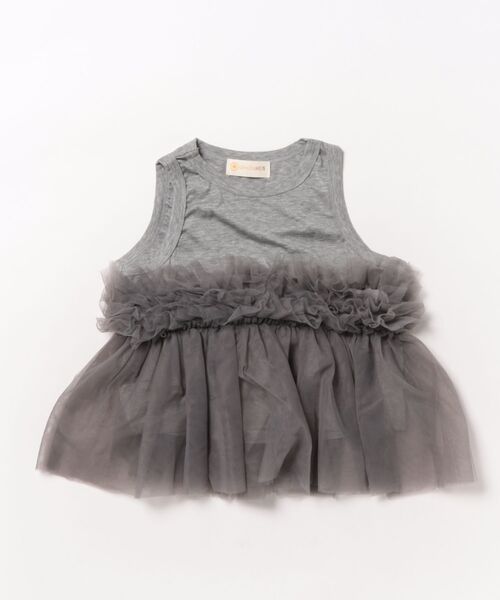 aimoha（アイモハ）の「【aimoha-KIDS-】チュールフリル付きノースリーブカットソー (SS)（Tシャツ/カットソー・キッズ・ピンク/グレー・90/100/110/120/130/140/150）」の13枚目の写真