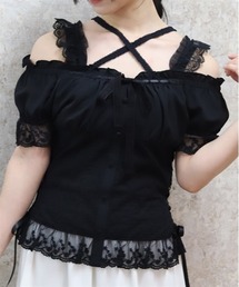 axes femme | コットンレース切替トップス(シャツ/ブラウス)