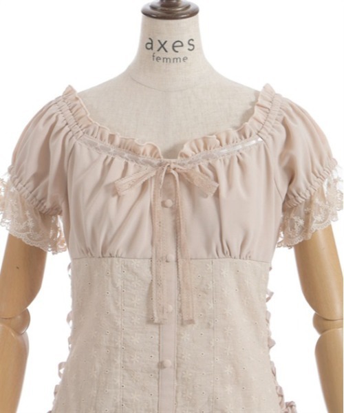コットンレース切替トップス（シャツ/ブラウス）｜axes femme