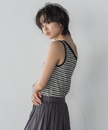 MAYSON GREY（メイソングレイ）の「ランダムボーダーアシンメトリーリブタンクトップ≪洗濯機で洗える≫（タンクトップ）」