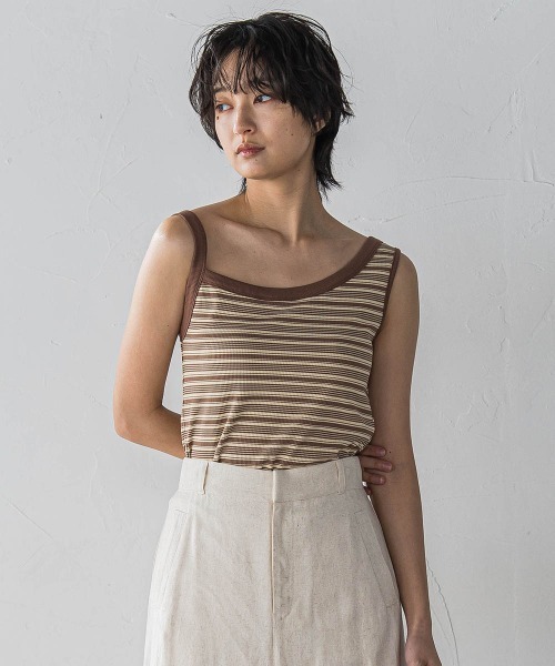 MAYSON GREY(メイソングレイ)の「ランダムボーダーアシンメトリーリブタンクトップ≪洗濯機で洗える≫(タンクトップ・レディース・ブラック系その他/アイボリー/ブラウン系その他・M)」の17枚目の写真