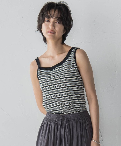 MAYSON GREY(メイソングレイ)の「ランダムボーダーアシンメトリーリブタンクトップ≪洗濯機で洗える≫(タンクトップ・レディース・ブラック系その他/アイボリー/ブラウン系その他・M)」の19枚目の写真