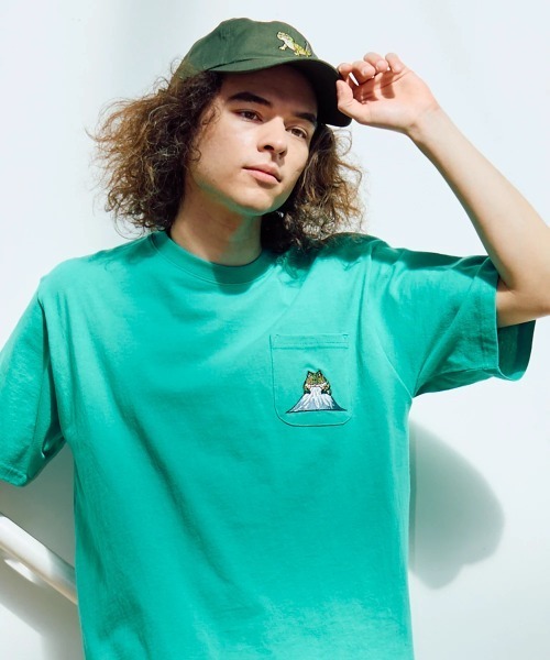go slow caravan(ゴースローキャラバン)の「USA/C 色々刺繍 PKT TEE(Tシャツ/カットソー・メンズ・グリーン/ラベンダー/アイボリー/ブラック・SMALL/MEDIUM/LARGE/X-LARGE)」の1枚目の写真