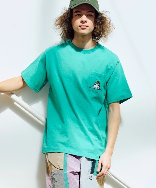 go slow caravan(ゴースローキャラバン)の「USA/C 色々刺繍 PKT TEE(Tシャツ/カットソー・メンズ・グリーン/ラベンダー/アイボリー/ブラック・SMALL/MEDIUM/LARGE/X-LARGE)」の21枚目の写真