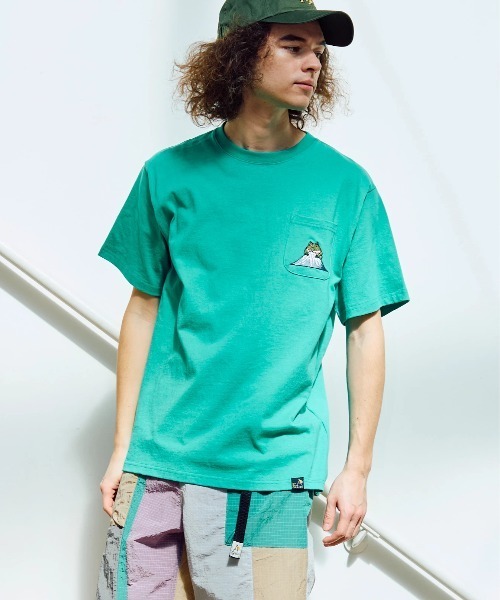 go slow caravan(ゴースローキャラバン)の「USA/C 色々刺繍 PKT TEE(Tシャツ/カットソー・メンズ・グリーン/ラベンダー/アイボリー/ブラック・SMALL/MEDIUM/LARGE/X-LARGE)」の22枚目の写真