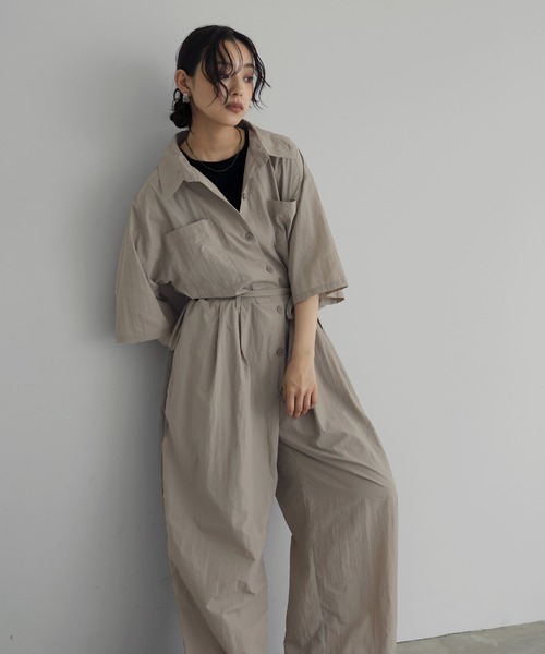 セール】ハーフスリーブジャンプスーツ（つなぎ/オールインワン