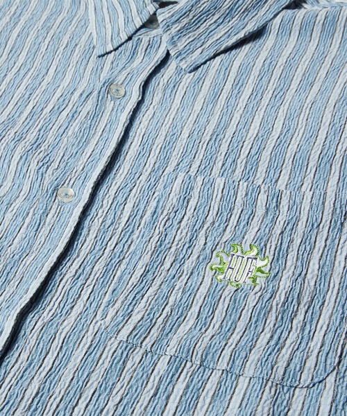 HUF : 半袖ストライプシャツ HUF シャツ APOLLO STRIPED SHIRT / 半袖シャツ メンズ