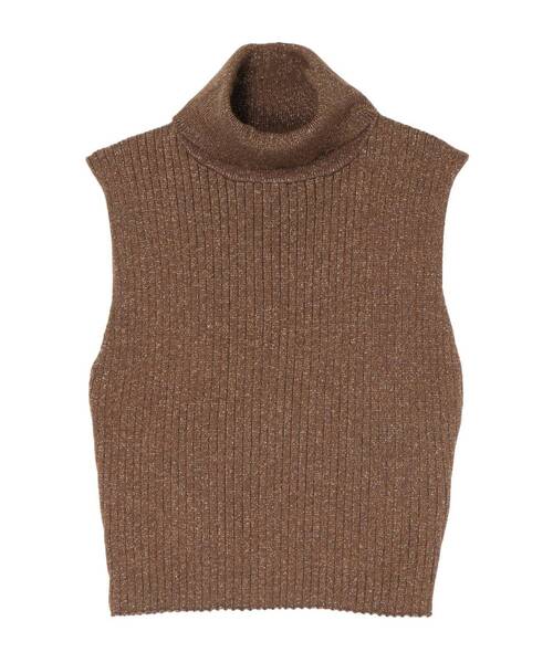 EVRIS（エヴリス）の「ラメニットノースリーブ（タンクトップ・レディース・ブラウン/ブラック/イエロー・FREE）」の8枚目の写真