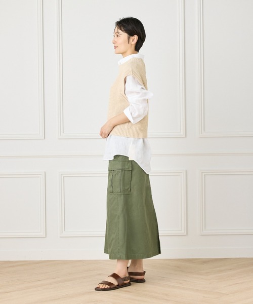 INED（イネド）の「《YVON》ミリタリーカーゴスカート（スカート・レディース・キャメル/カーキ・7号/9号/11号）」の5枚目の写真