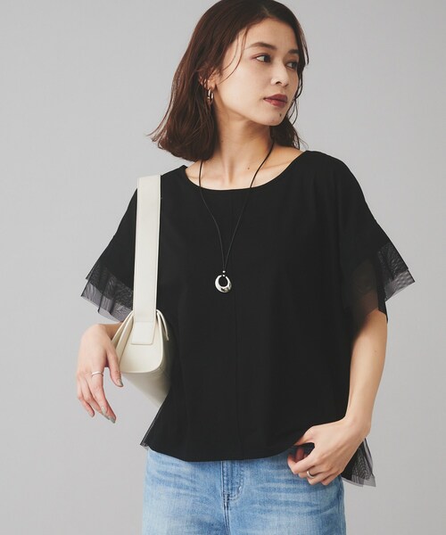 Torrazzo Donna（トラッゾドンナ）の「【TORRAZZO DONNA】前後2wayポンチョプルオーバー（Tシャツ/カットソー・レディース・ホワイト/ブラック・02）」の2枚目の写真