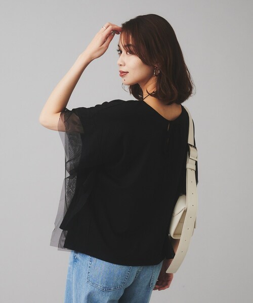 Torrazzo Donna（トラッゾドンナ）の「【TORRAZZO DONNA】前後2wayポンチョプルオーバー（Tシャツ/カットソー・レディース・ホワイト/ブラック・02）」の4枚目の写真