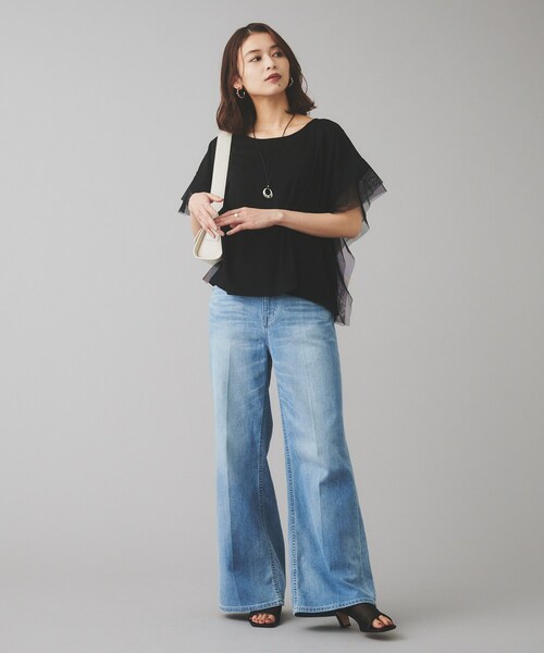 Torrazzo Donna（トラッゾドンナ）の「【TORRAZZO DONNA】前後2wayポンチョプルオーバー（Tシャツ/カットソー・レディース・ホワイト/ブラック・02）」の6枚目の写真