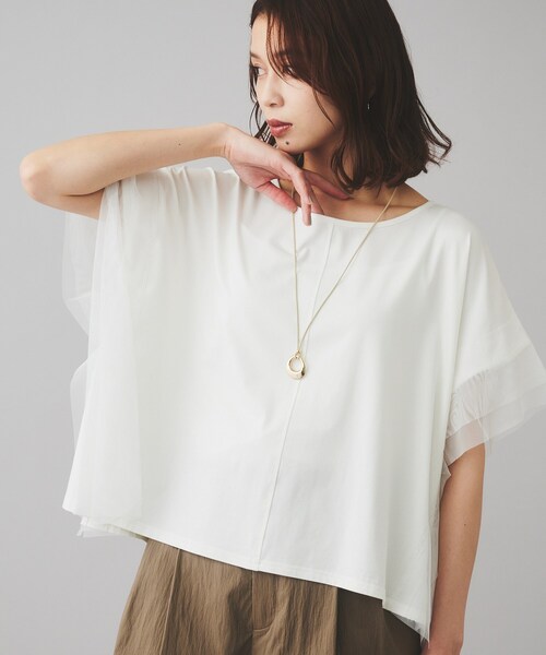 Torrazzo Donna（トラッゾドンナ）の「【TORRAZZO DONNA】前後2wayポンチョプルオーバー（Tシャツ/カットソー・レディース・ホワイト/ブラック・02）」の8枚目の写真