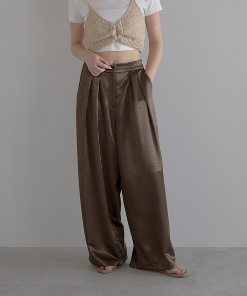 MINERTE】satin wide pants / サテンワイドパンツ（その他パンツ