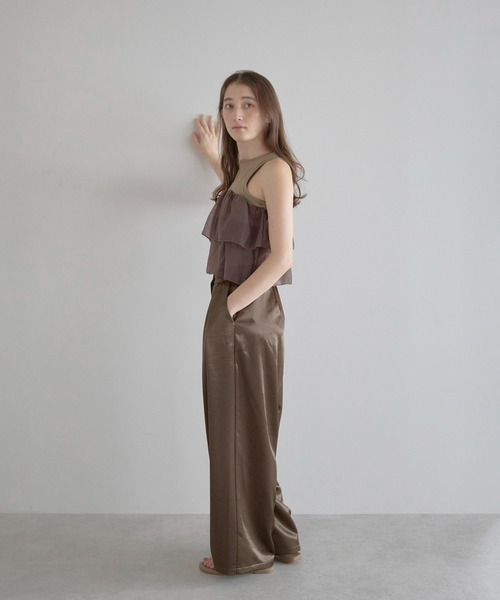 MINERTE】satin wide pants / サテンワイドパンツ（その他パンツ