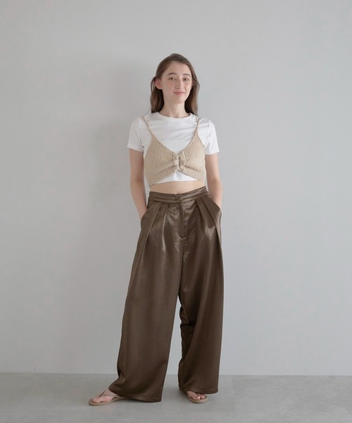 ♡*♡様 即完売　サイドベルトサテン Wide-pantsQua ribbon belt wide pants / サイドリボンワイドパンツ