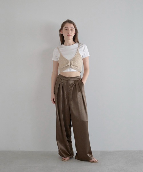 MINERTE】satin wide pants / サテンワイドパンツ（その他パンツ