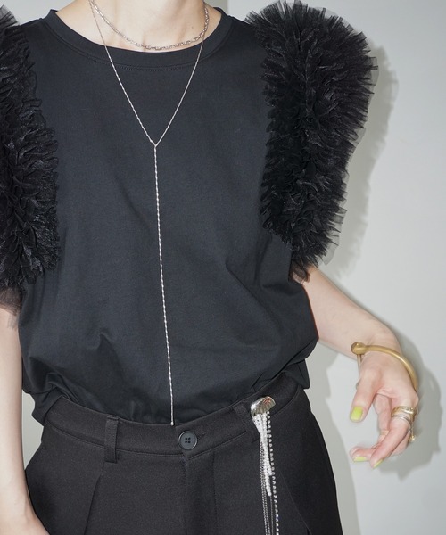 chuclla（チュクラ）の「ボリュームショルダー ノースリーブトップ chw25s076（Tシャツ/カットソー・レディース・ホワイト/ブラック・FREE）」の4枚目の写真