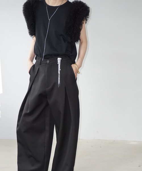 chuclla（チュクラ）の「ボリュームショルダー ノースリーブトップ chw25s076（Tシャツ/カットソー・レディース・ホワイト/ブラック・FREE）」の3枚目の写真