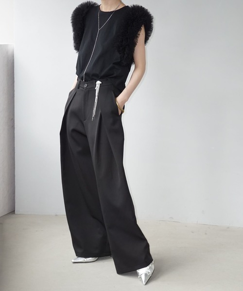 chuclla（チュクラ）の「ボリュームショルダー ノースリーブトップ chw25s076（Tシャツ/カットソー・レディース・ホワイト/ブラック・FREE）」の8枚目の写真