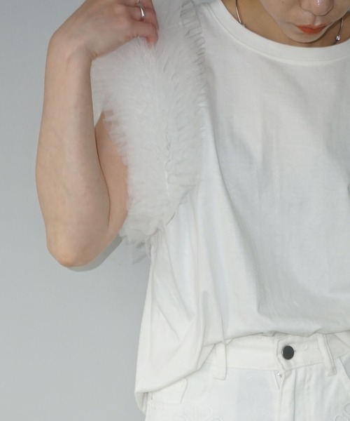chuclla（チュクラ）の「ボリュームショルダー ノースリーブトップ chw25s076（Tシャツ/カットソー・レディース・ホワイト/ブラック・FREE）」の14枚目の写真