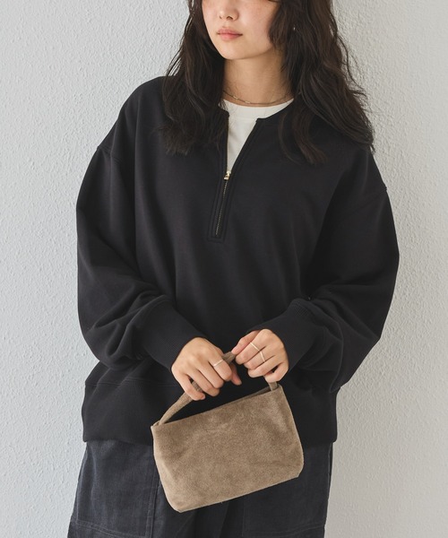 LAVEANGE（ラビアンジェ）の「【好機能シリーズ】吸湿発熱/フロントファスナー裏毛プルオーバー（スウェット・レディース・ベージュ/ブラック/グレー・3L/LL/4L/M/5L）」の4枚目の写真