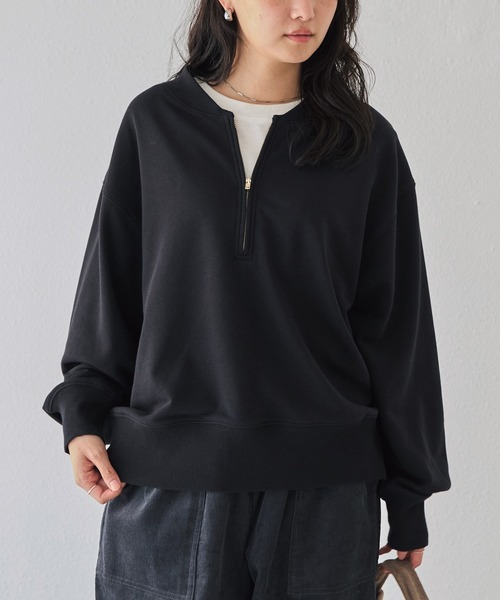 LAVEANGE（ラビアンジェ）の「【好機能シリーズ】吸湿発熱/フロントファスナー裏毛プルオーバー（スウェット・レディース・ベージュ/ブラック/グレー・3L/LL/4L/M/5L）」の5枚目の写真