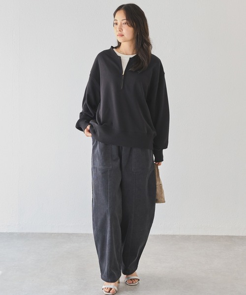 LAVEANGE（ラビアンジェ）の「【好機能シリーズ】吸湿発熱/フロントファスナー裏毛プルオーバー（スウェット・レディース・ベージュ/ブラック/グレー・3L/LL/4L/M/5L）」の9枚目の写真